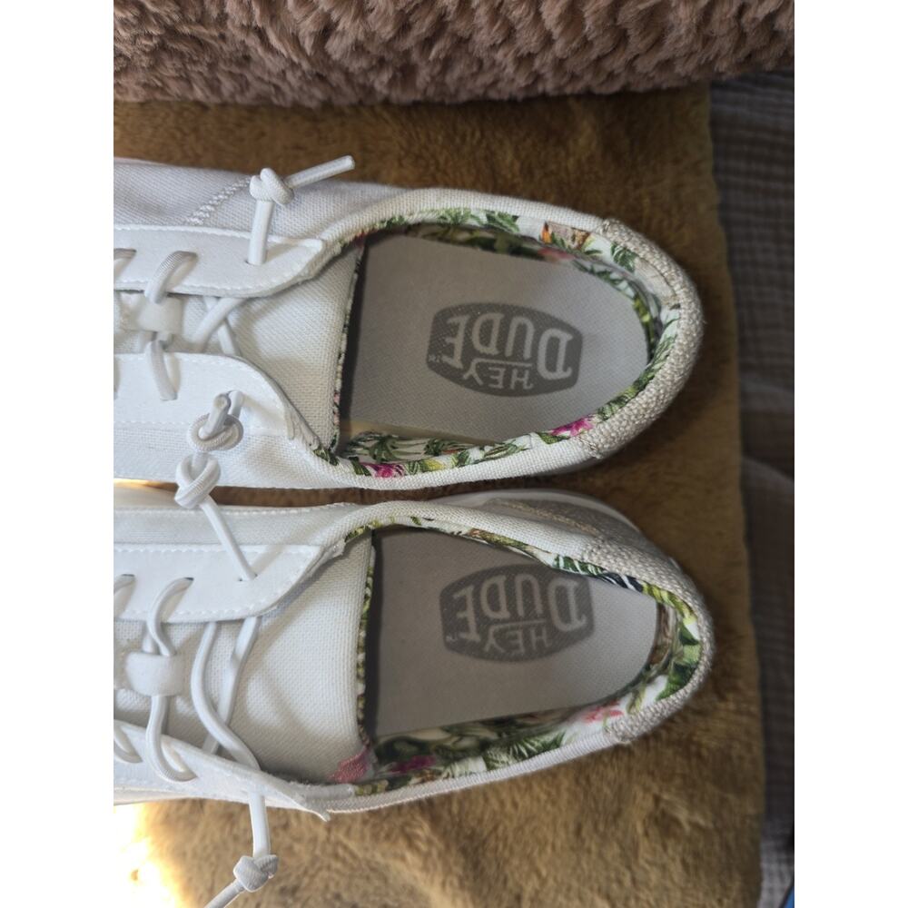 Hey Dude Women's White Canvas slip ons casual boat beach everday easy on crisp - Picture 4 of 7
